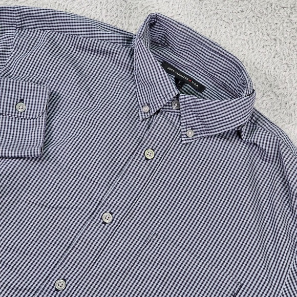 John Varvatos Other - John Varvatos USA Shirt Mens Medium Blue Check Button Down Long Sleeve Cotton